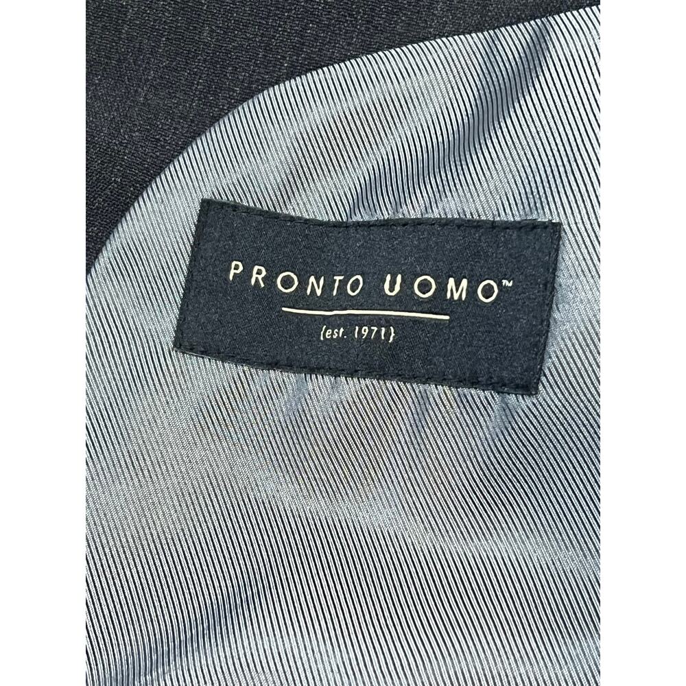 Promto Uomo Suit‎ Jacket Blazer Wool Charcoal Grey Mens Size 42 Long 36 Waist - Picture 4 of 7